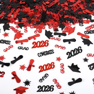 Black Red Graduation Confetti 2026 Table Confetti Decorations, Graduation Party Supplies for Kindergarten Preschool High School College Class of 2026