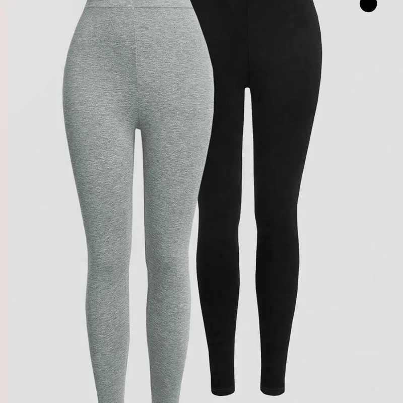 Women's Casual High Waist Tight-Fit Pants Basic Bottoms 2-Piece Set, Comfortable Plain Design, Perfect for Daily Wear, Stylish and Versatile Choice