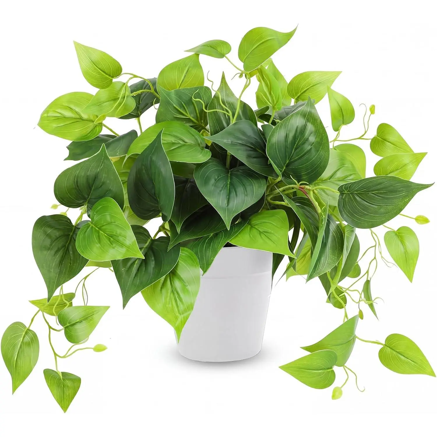 Artificial   Pothos with Plastic Pot Artificial Potted  for  Office Bedroom Indoor Outdoor Decor 1 Pack
