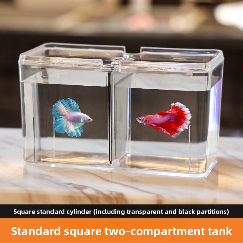 Acrylic Multi Compartment Double Tank Breeding Separation Fish Tank with Dividers Aquarium Table Style Small Fish Tank