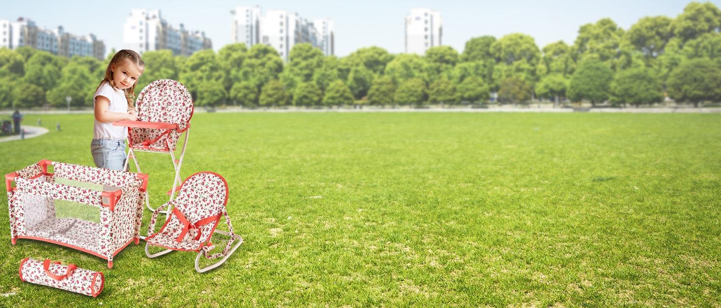 Convertible Combo Baby Doll Stroller for 3 Year Old Girls & Up |   Play Toy Baby Stroller for Dolls, Folding Adjustable Bassinet Carriage Buggy with Storage Basket Converts to Sit Up Pushcart Pram, Red