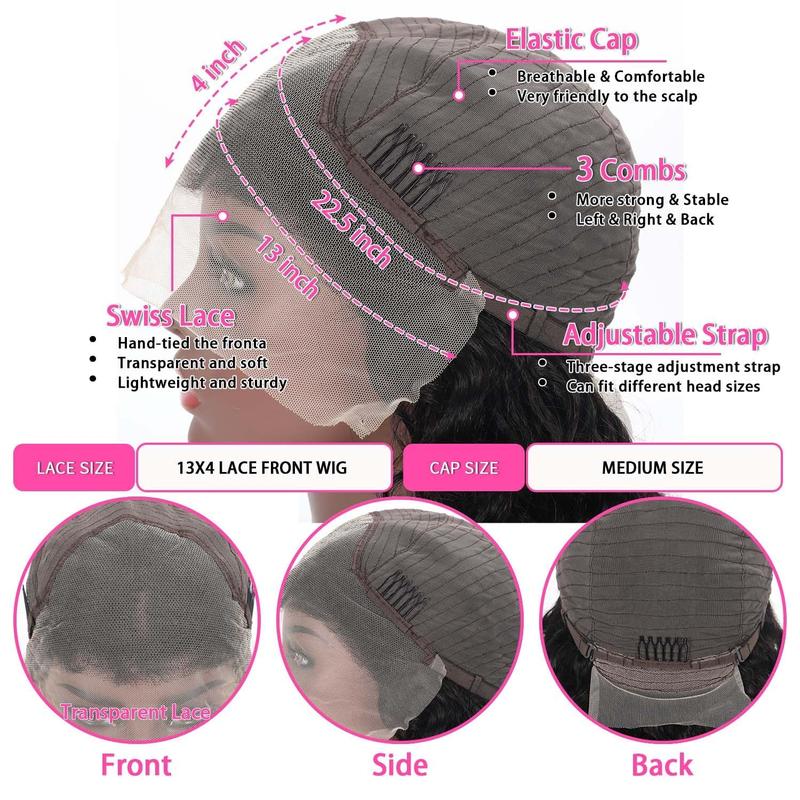 Grey Body Wave Synthetic Lace Front Wigs Pre Plucked Natural Hairline Glueless Wigs for Fashion Women 13x4 Lace Front Wigs Heat Resistant Fiber Daily Used 150% Density Silver Grey Water Wave Synthetic Wigs 28 Inches