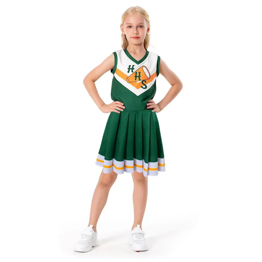 Halloween Chrissy Cunningham Cosplay Costume Stranger Things Hawkins High School Cheerleader Uniform Sleeveless Dress Outfit