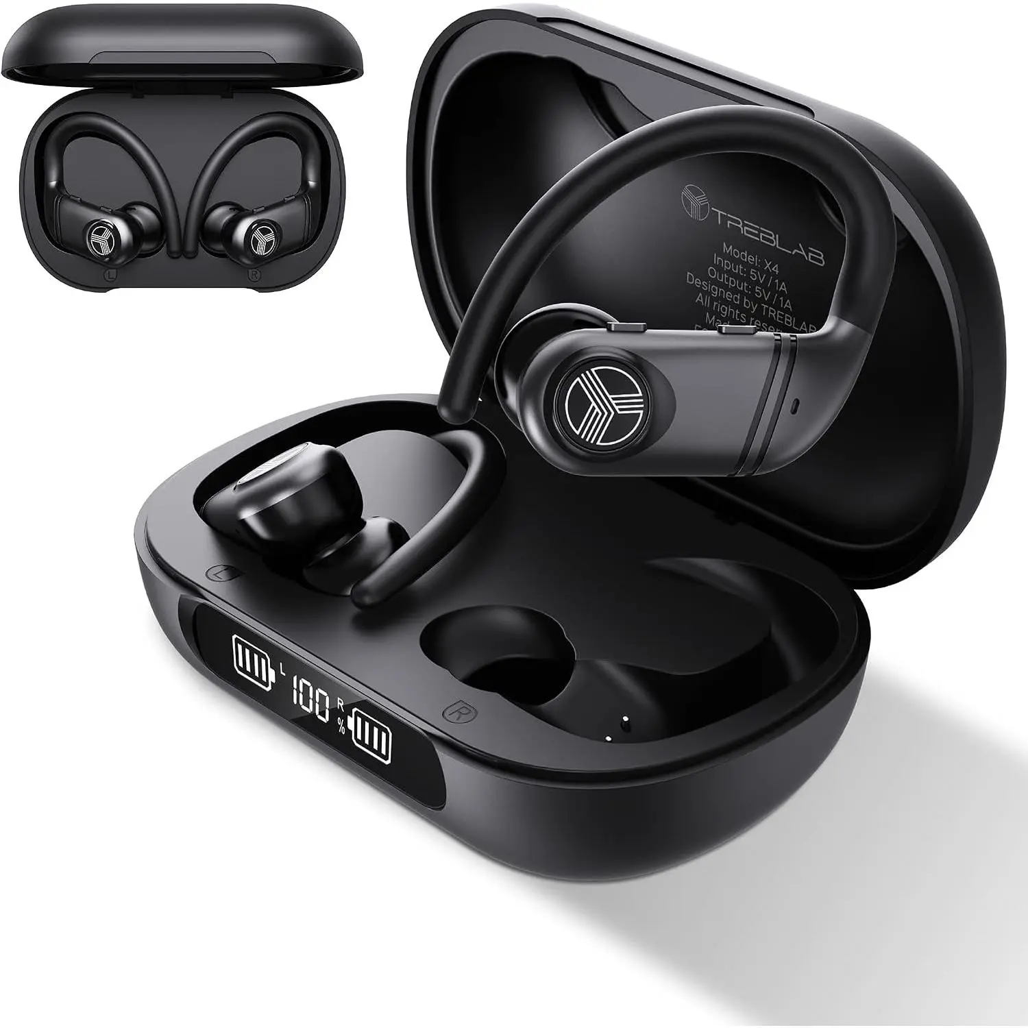 X4 Wireless Bluetooth Over-Ear Earbuds, 11H Playtime, IPX5 Waterproof, 2500mAh Powerbank Case, Gaming Mode 60ms, ENC Mic, Sport Hook FitGift