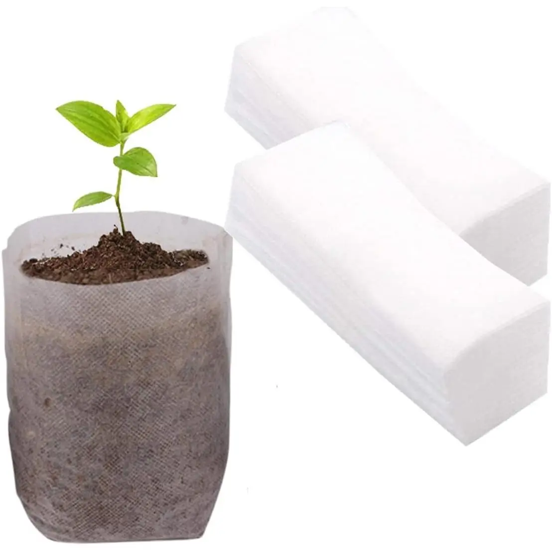 Plant Nursery Bags 5.5 * 6.3 inches 200PCS, Non-Woven Biodegradable Plant Grow Bags Fabric Seedling Starter Bags for Vegetable Flower Fruit Saplings Tree, Home Garden Supply