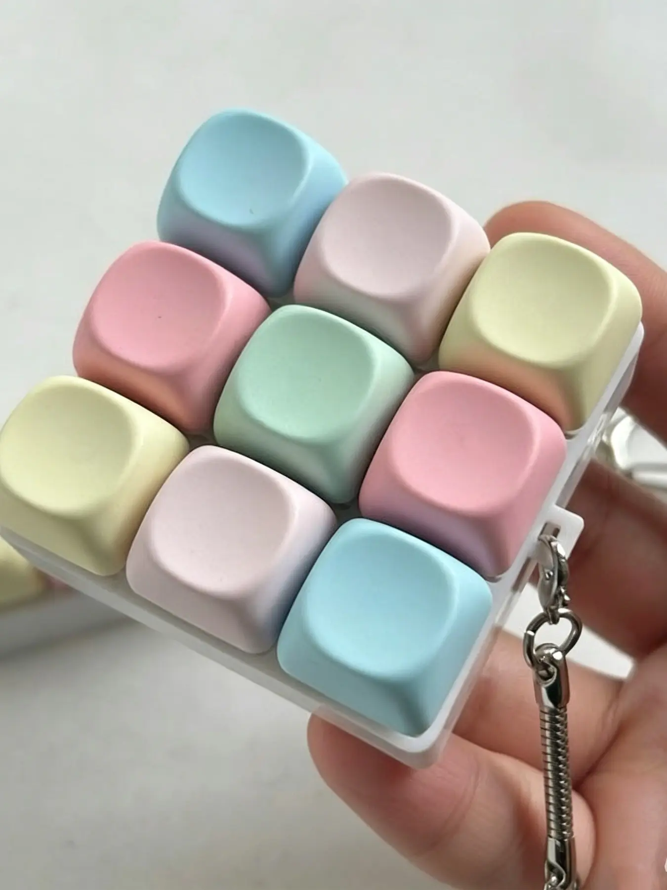 Macaron Keyboard Keycap Fidget Keychain, Clicking Stress Relief Toy Solve Daily Anxiety Boredom, Pastel Bag Charm For Teen Girls Pocket Daily Carry Decor