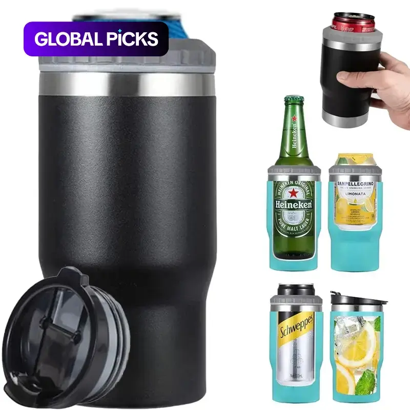 Stainless Steel Vacuum Insulated Can Cooler, 1 Count Double Wall Cold Jar Cooler, Can & Bottle Cooler for Lean Beer & Hard Soda Bottle, Picnic Travel