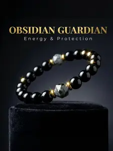 Obsidian Tourmaline Bracelet, Healing Crystal Bead Bracelet for Manifestation and Protection, Fashionable Versatile Grounding Stone Bracelet