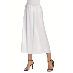 Women Satin Lace Long Half Slip Underskirt