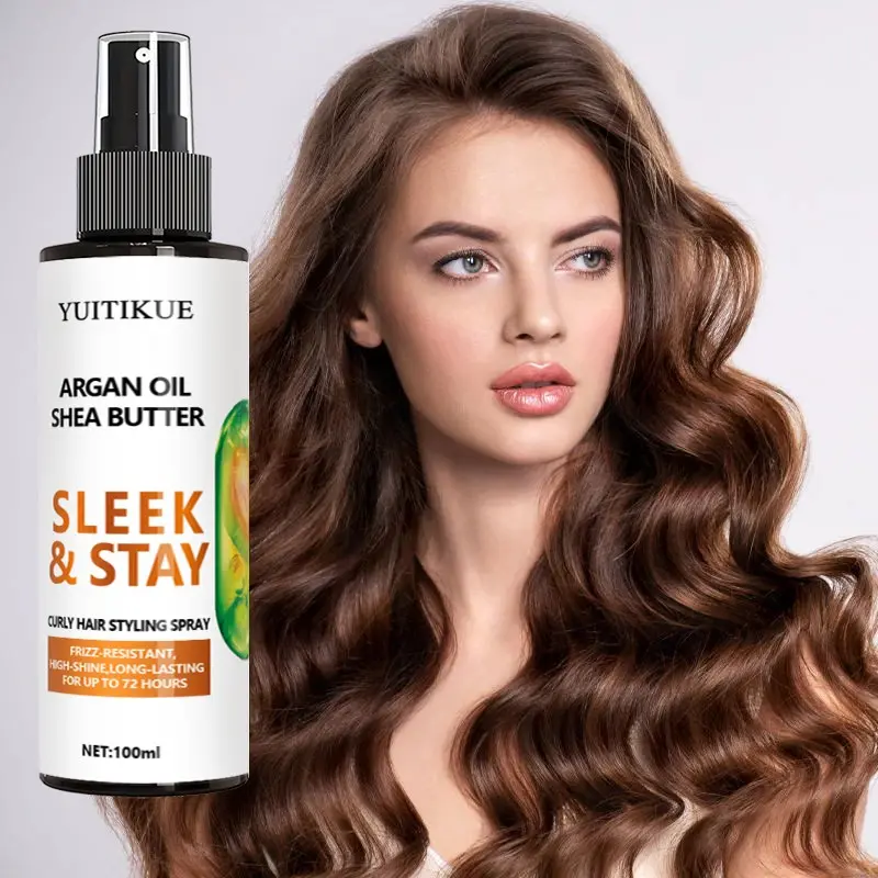 Yuitikue Moroccan Argan Oil Hair Styling Spray, Anti-Frizz, High Shine, Glossy, 72-Hour Hold, 100ML, Long-Lasting Hairstyle Fixative