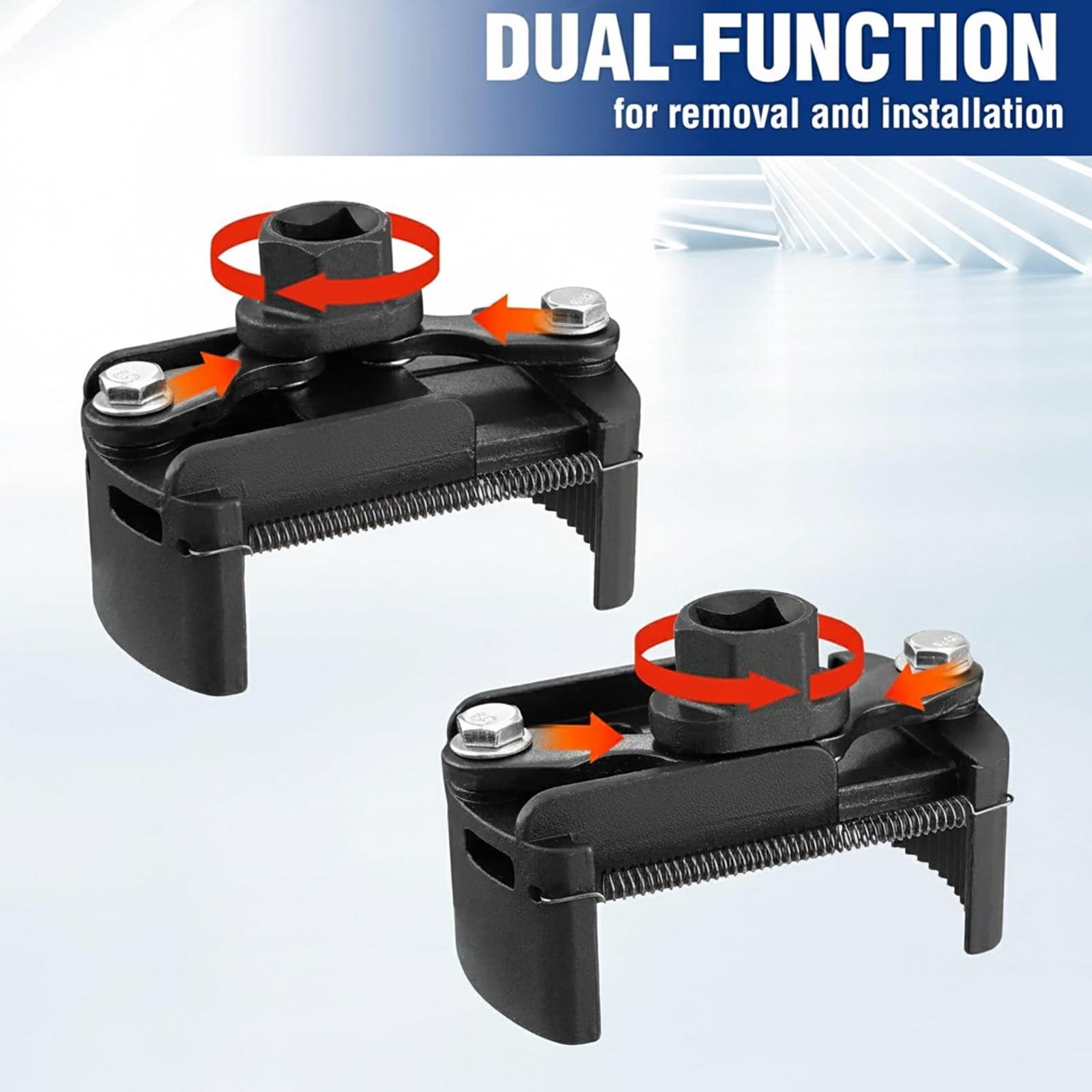 Universal Self Adjusting Oil Filter Removal Tool Heavy Duty Anti Slip Jaw Fits 60mm 80mm Spin On Filters with 12 Inch Drive for Easy Car Truck Oil Change
