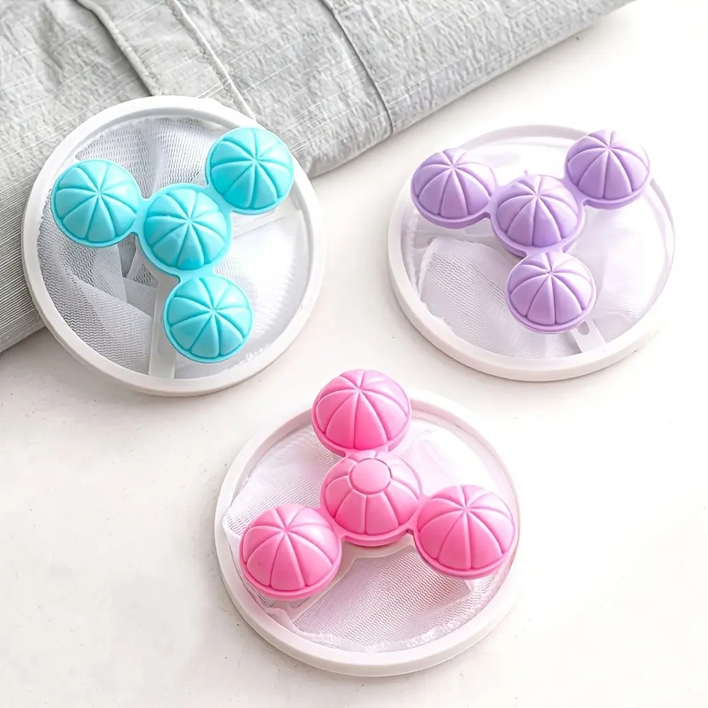 3pcs Random Color Laundry Lint Balls, Floating Lint Remover, Clothes Cleaning Filter Bag, Reusable Cotton Wool Remover, Pet Hair Catcher, Laundry Accessories