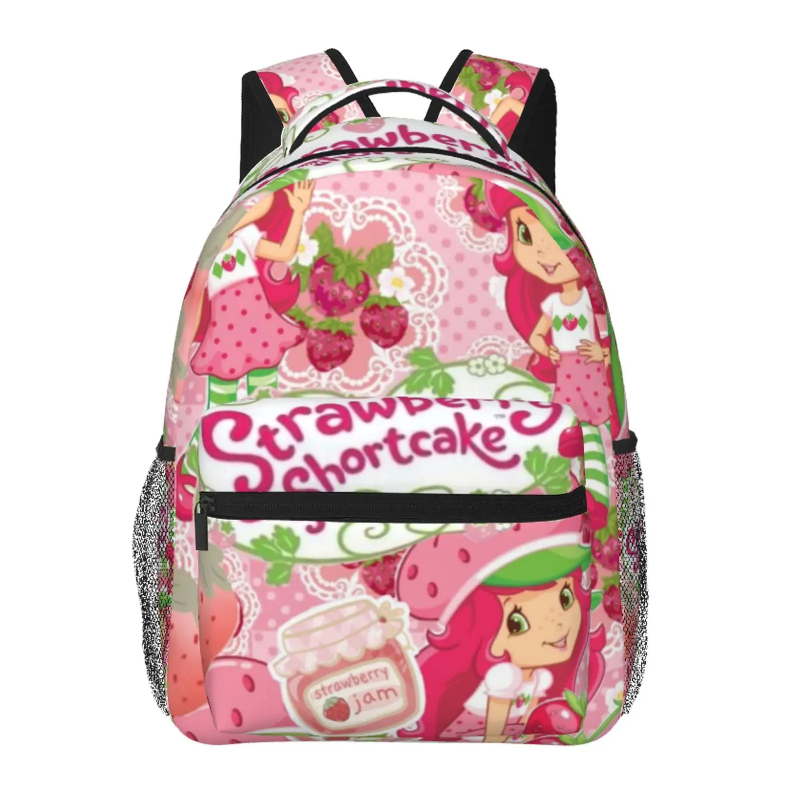 Anime Backpack Strawberry Shortcake School bag Cute Girls Boys Teens Backpacks Kawaii Kids Lightweight backpack with adjustable straps Bookbag with for office travel bag