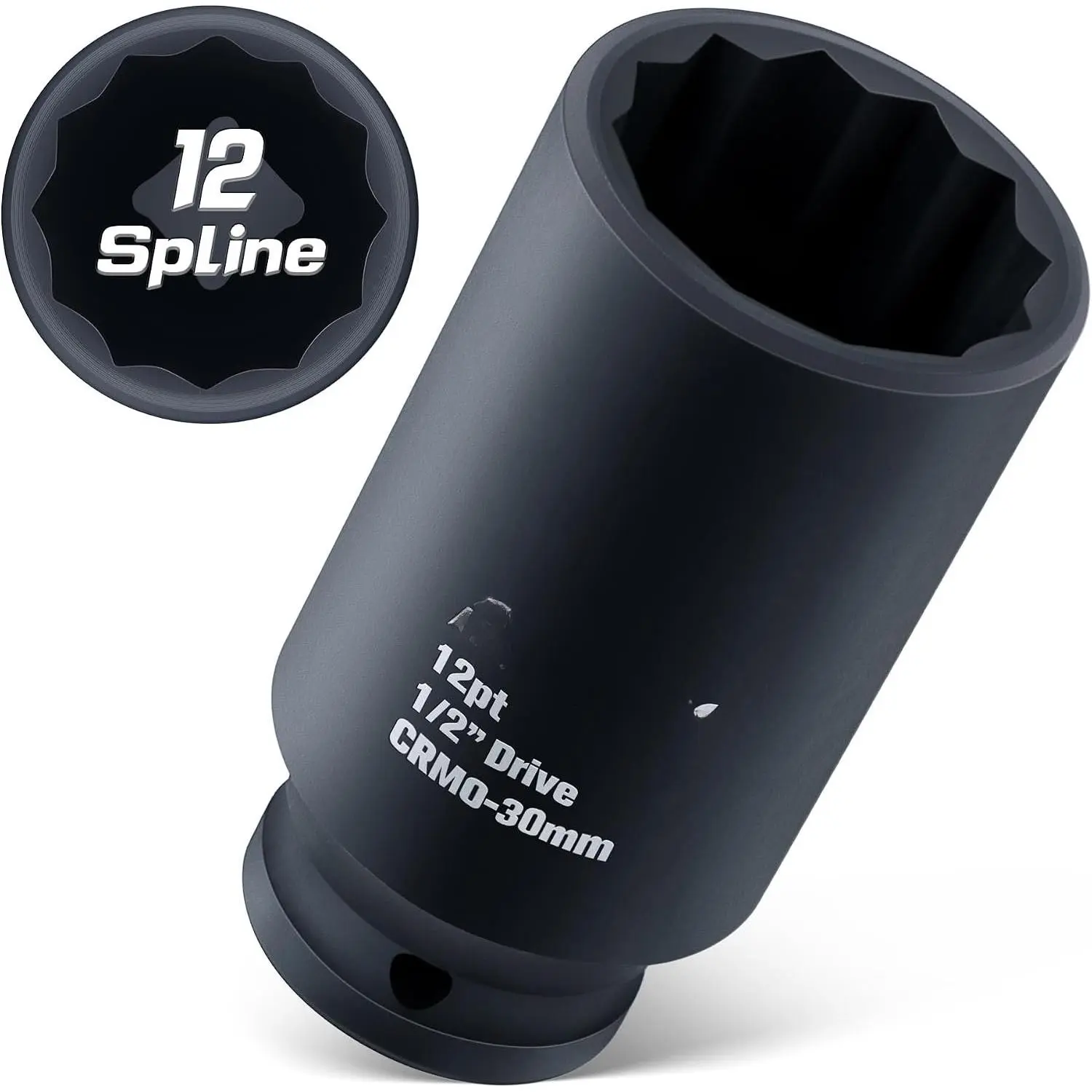 Axle Nut  Socket, 30mm, 12 Point, 1/2 Inch Drive, CR MO, Spindle Nut Socket for Removing Axle Shaft Nuts,  Fit Nuts Remover, Deep Well Hub Release Tool for  Wrench