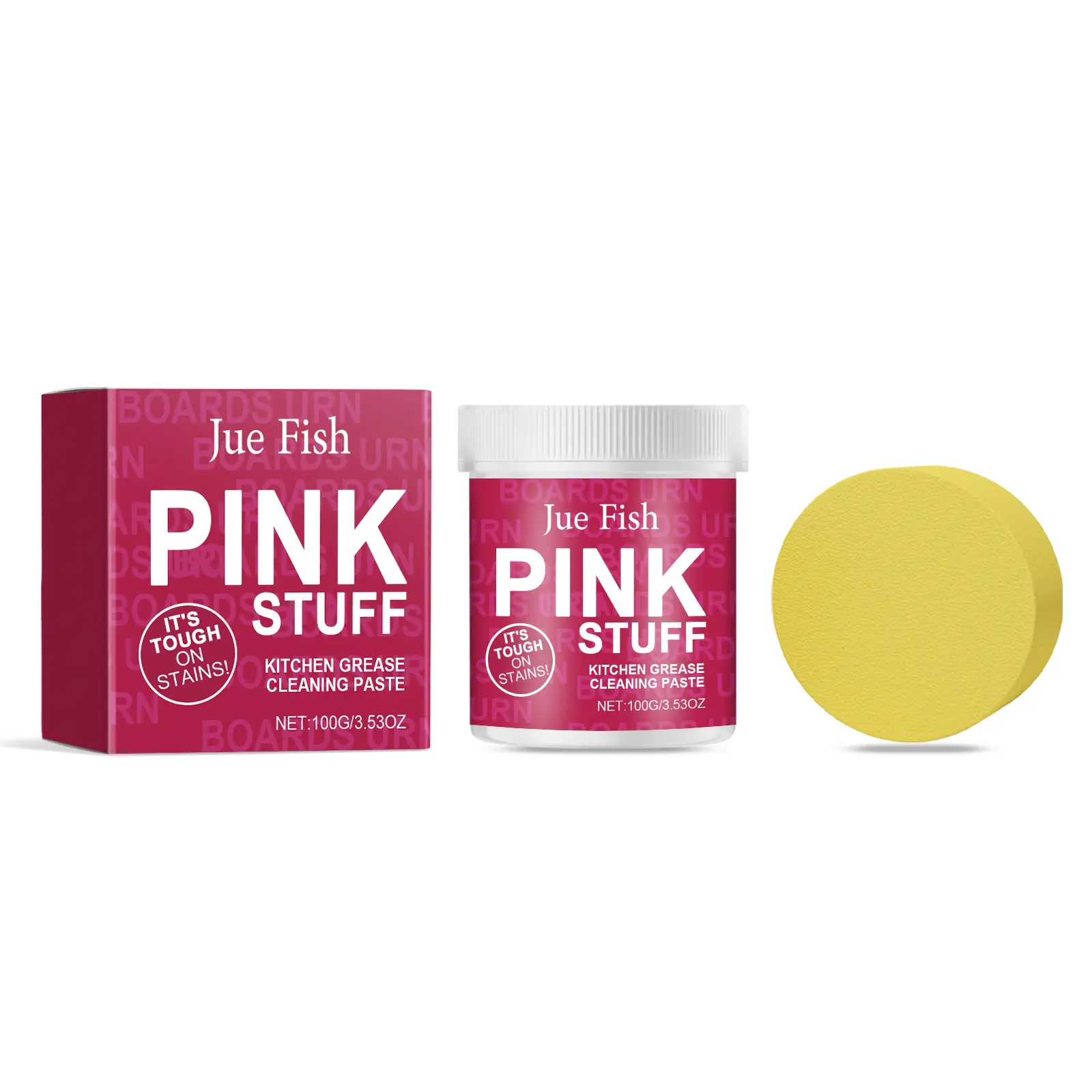 Jue-Fish Household Kitchen Degreaser Cleaning Paste - Paste Form Safe Spot Clean Grease & Grime Emulsifier Kitchen Cleaner with Stearic Acid, Glycerin, 3-Year Shelf Life for Heavy Grease Stains Removal, 3 Years