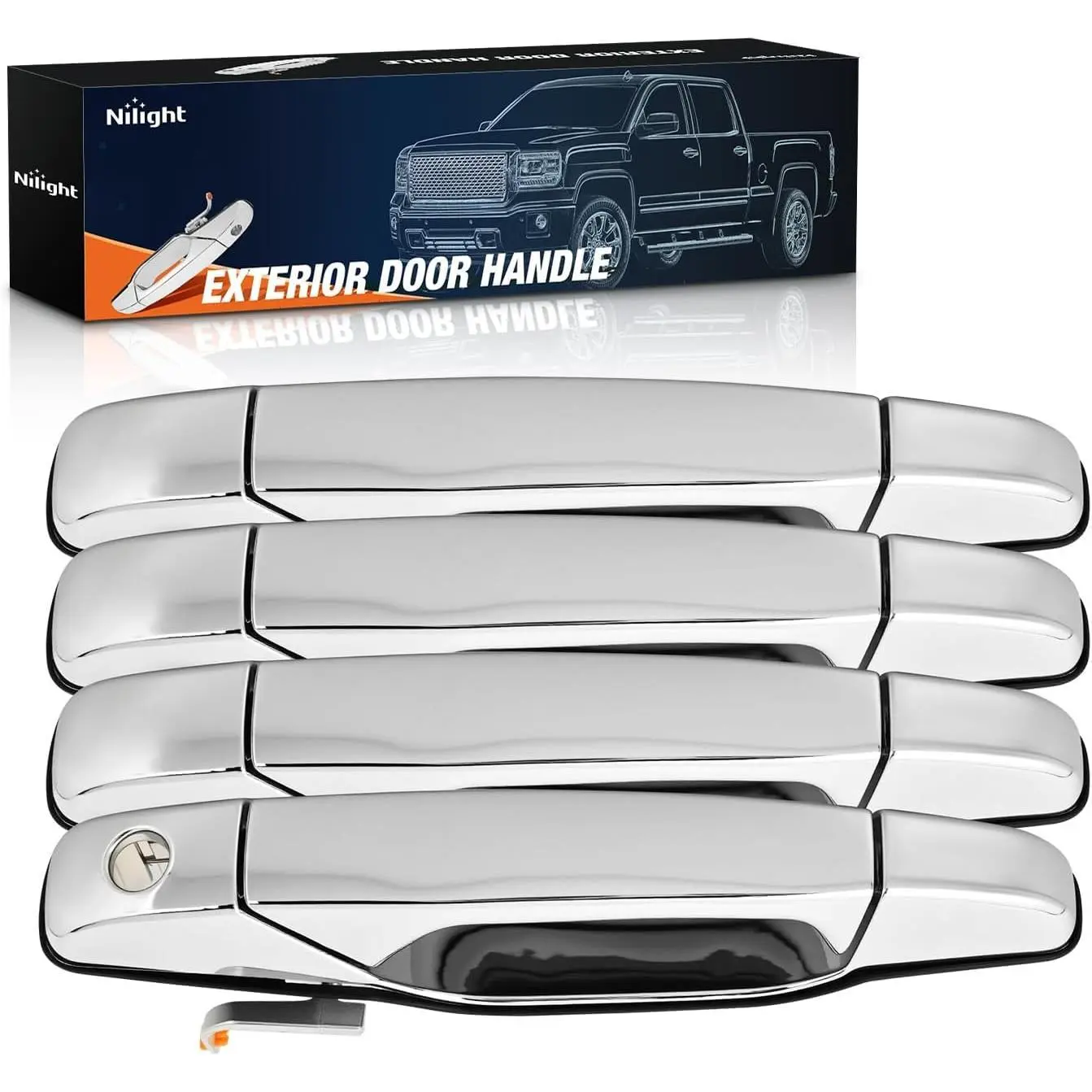 Nilight 4PCS Sturdy Chrome Automotive Exterior Car Door Handles - Front/Rear Driver & Passenger Auto Parts, Automotive Accessories for Car, Fits 2007-2014 Chevy Silverado Suburban Tahoe Avalanche GMC Sierra Yukon Cadillac Escalade, Replaces#20828258, Car