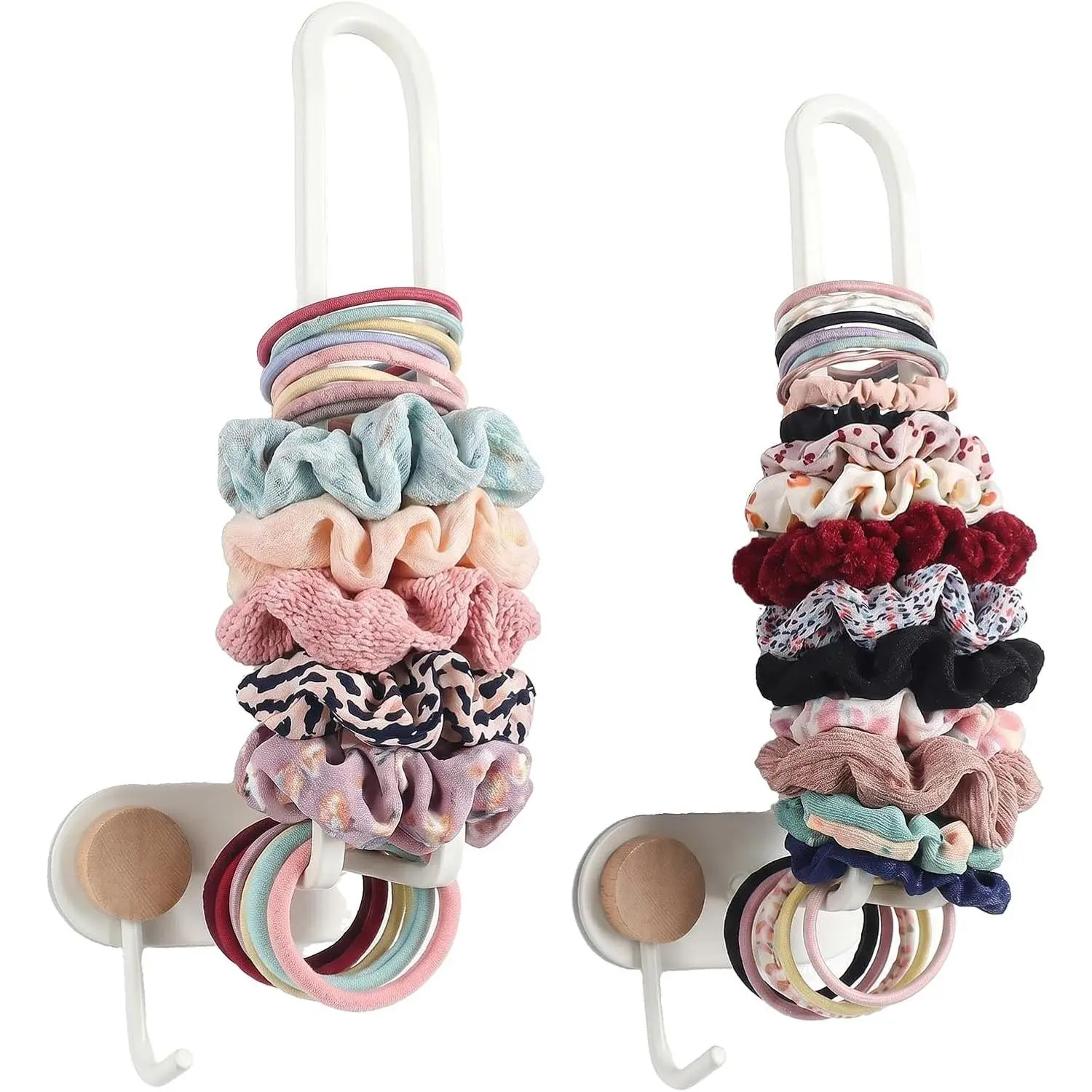 2-Pack Wall Mounted Hair Accessories Organizer, Hair Tie Headband Scrunchie Holder Hooks for Bathroom Vanity