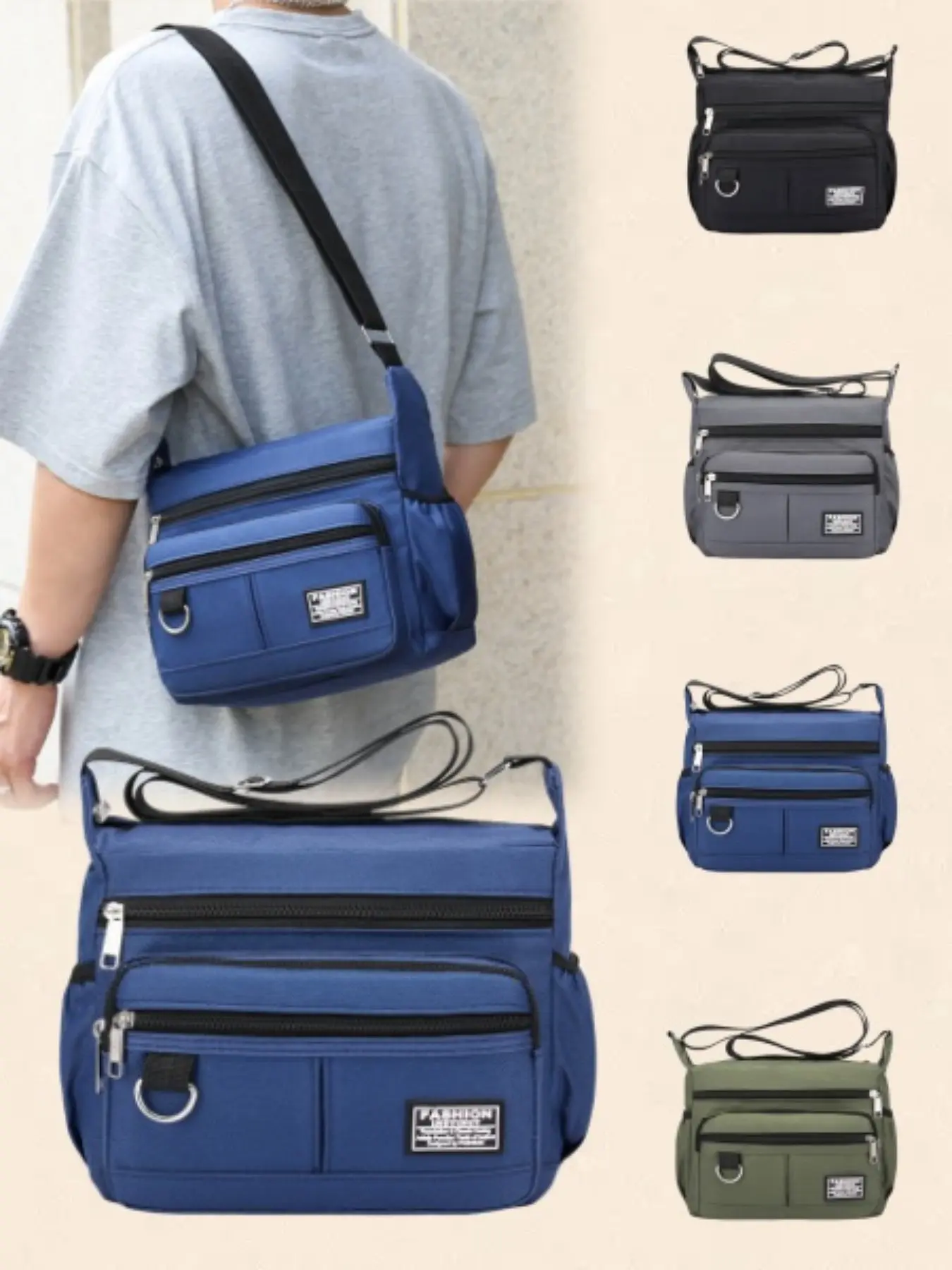 Unisex Durable Multi-Pocket Crossbody Bag, Fits iPad Mini, Umbrella, Wallet, Ideal for Commuting, Travel, Streetwear, Lightweight & Sturdy