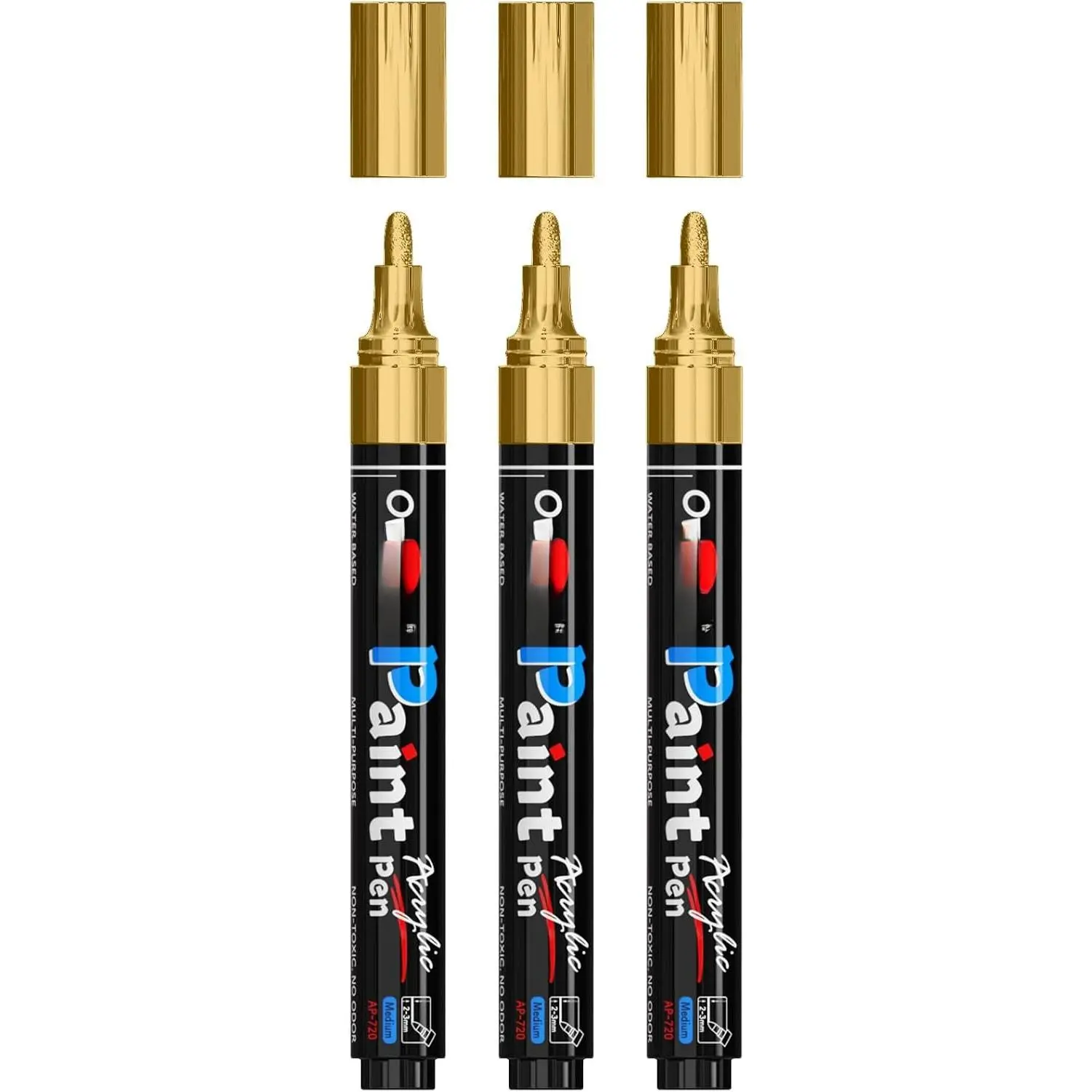 3 Pack    Pens  Markers Medium Tip | , Fade Resistant, Water Based Permanent Markers for , Metal, Glass, Rock, Plastic, Canvas, Rubber, Fabric