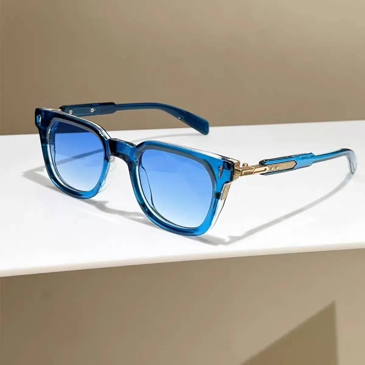 2026  Retro Rectangle Sunglasses for Women Men, Blue Lens Y2K Fashion Glasses, Vintage Inspired Streetwear Eyewear, Trendy Summer Accessories for Daily Outfits, Stylish Sunglasses, Rectangle Shape