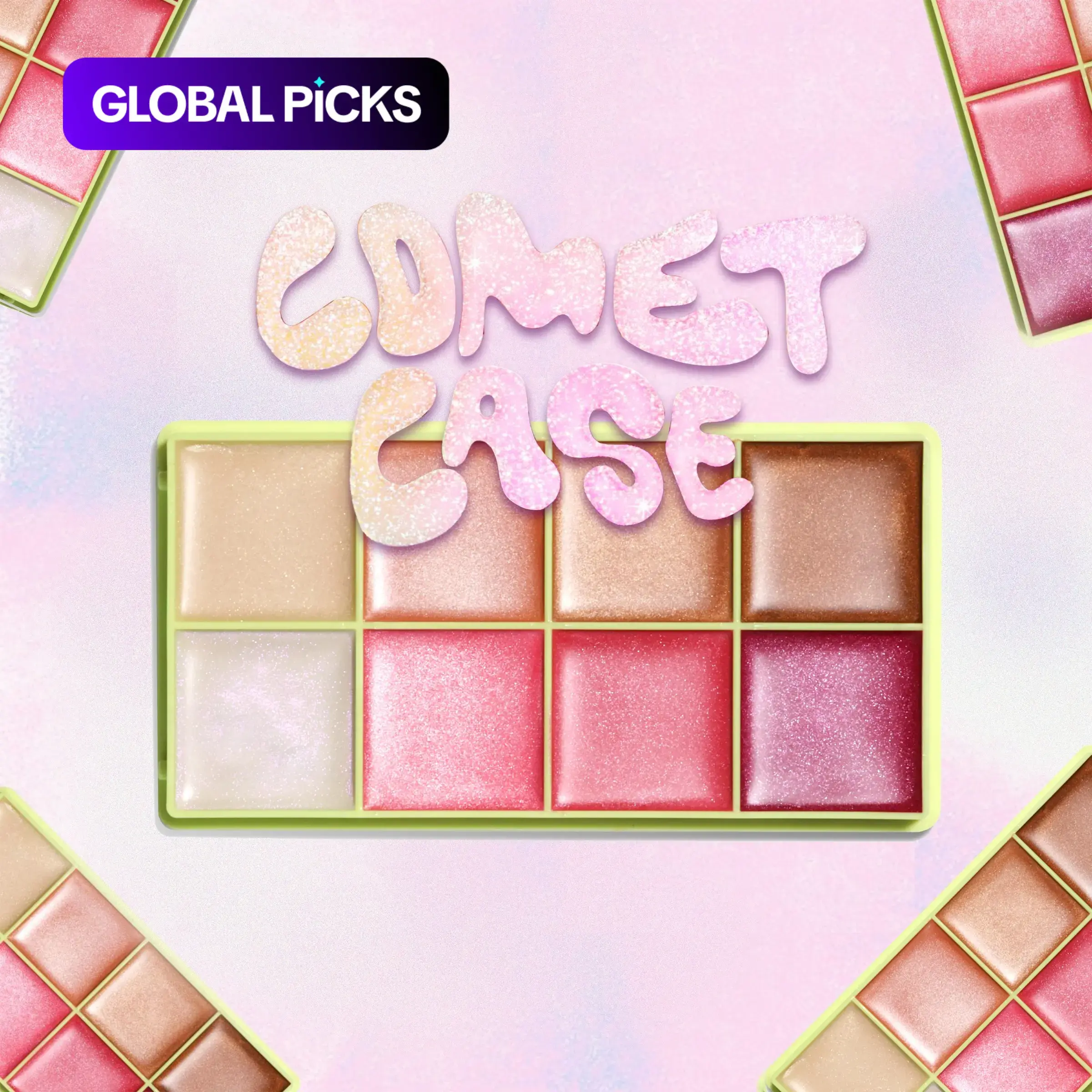 [Made by Mitchell] Comet Case Cream Palette – 8 Shine Cream Shades | Buildable & Blendable | Long-Lasting Glow | Versatile All-in-One Makeup | Glitter Palette | Cream Based Palette