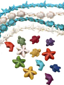 12pcs Turquoise Turtle Beads DIY Jewelry Kit, Ocean Theme Accessories, Multicolor Beaded Charms for Bracelets, Necklaces, Earrings