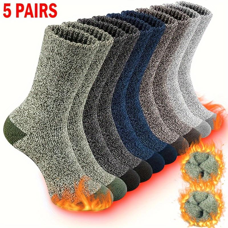 5pair Thermal Winter Socks - Cozy & Warm for Hiking, Fishing |   Breathable Polyester Blend |   Machine Washable, Outdoor Activities, Cold Weather Gear, Snug Fit, Highquality Stitching, Durable Fabric, Men's Wear, Outdoor Enthusiasts