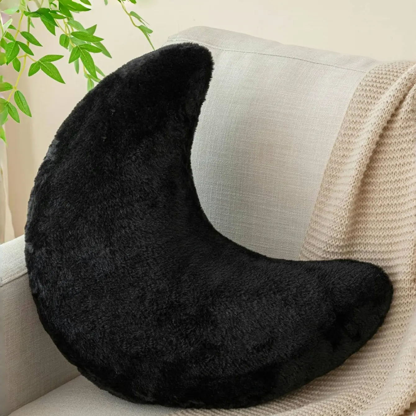 🌙 12"/16" (30/40cm) Multi-Color Fluffy Crescent Moon Shaped Pillow | Cozy Celestial Couch & Bed Decor Aesthetic | All-Season Home Essential & Holiday Must-Have ✨ Perfect Gift Choice for Friends & Family Home Decorative Cushion