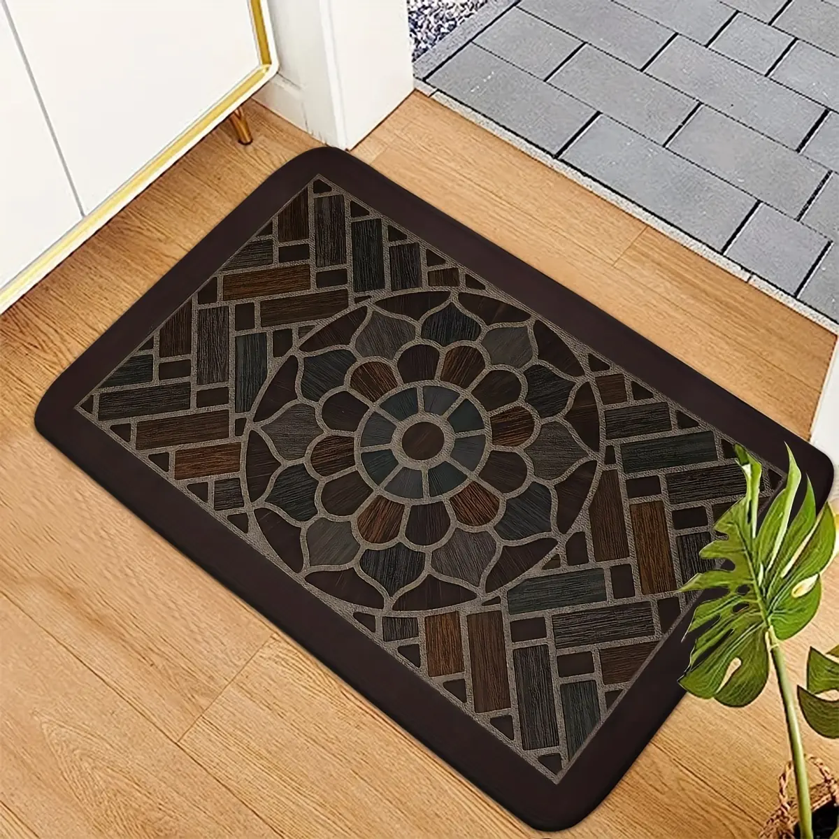 1 piece of soft high-end retro sponge carpet door mat, suitable for home bathroom, indoor entrance door mat, kitchen floor mat, living room, bedroom, kitchen, front door decoration decorative carpet