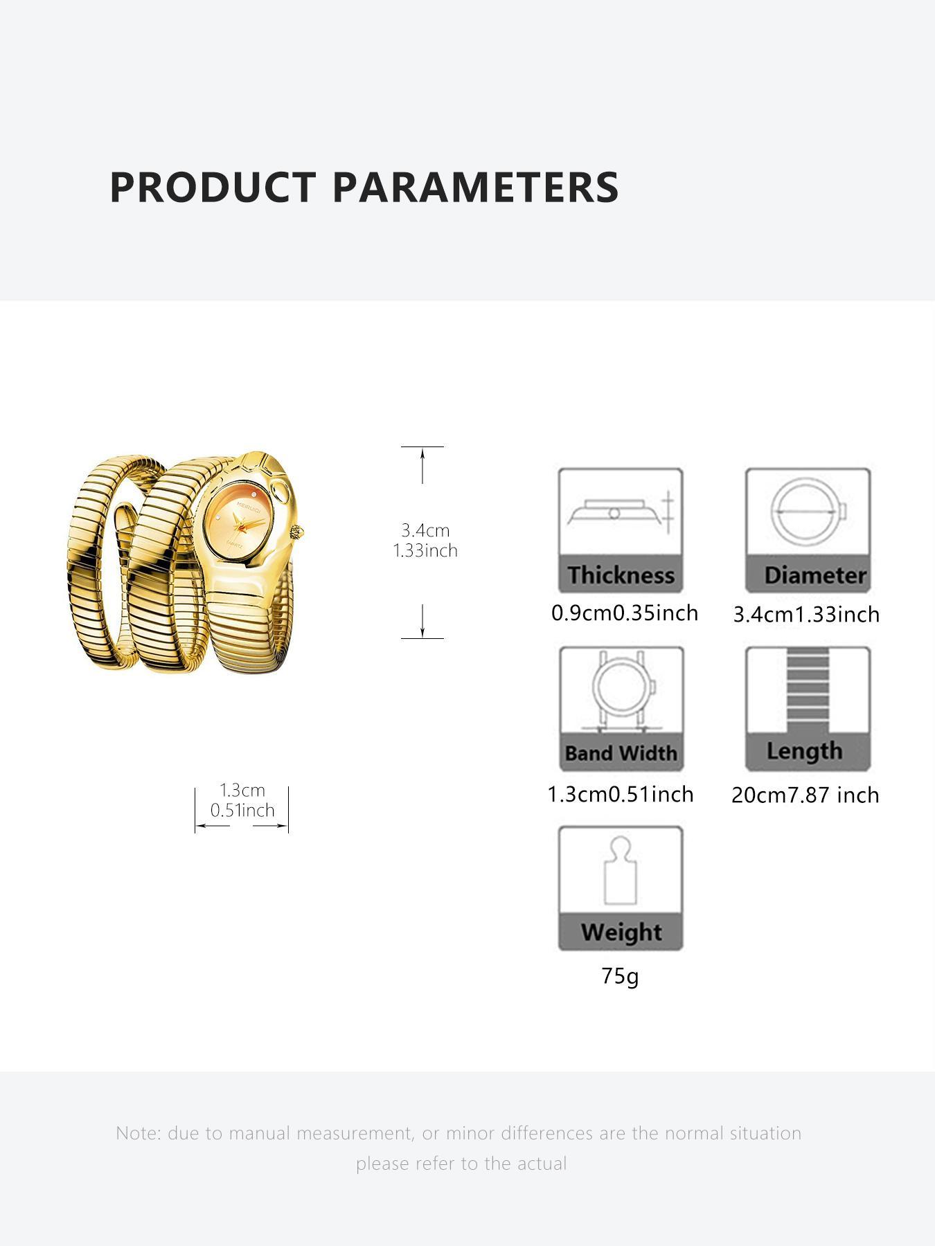 Women's Elegant Snake Design Rhinestone Decor Watch & Jewelry Set, Fashion Watch & Bracelet & Necklace & Ring Set, Trendy All-match Watch Set for Birthday Gift, Complete Accessories Set