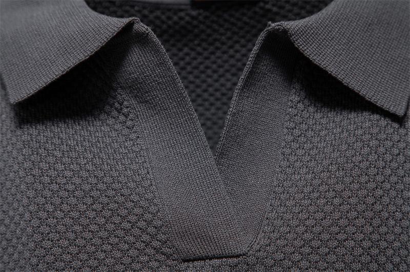 High Quality Pineapple Pattern Woolen Polo Shirt Men Business Seagull Collar Men's Short Sleeve Sweater Polo cozy clothing