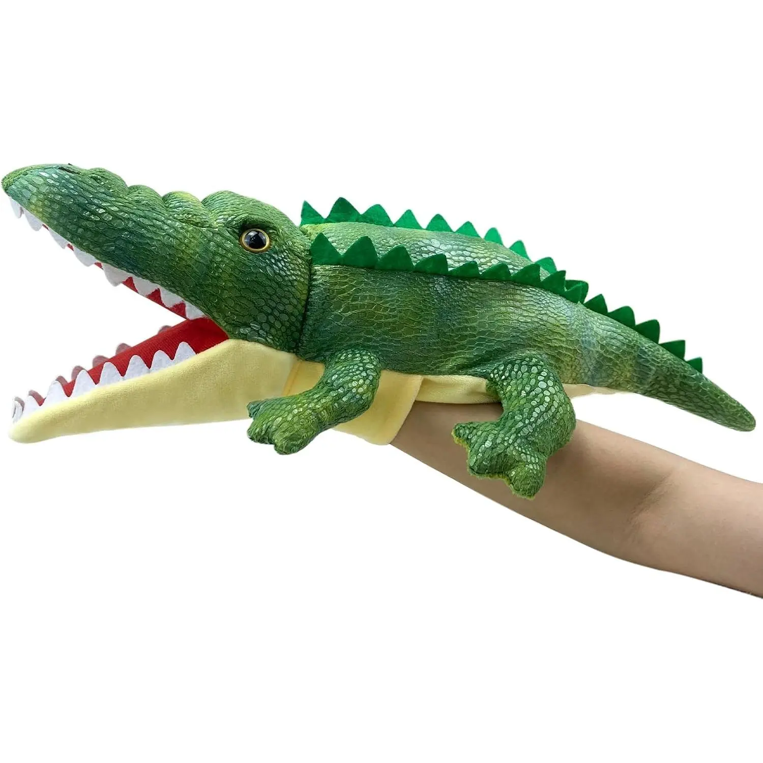 Soft Stuffed Crocodile Hand Puppet with Movable Mouth, Interactive Animal Puppet for Kids Role Play & Storytelling