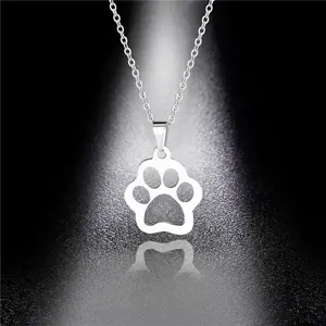 Stainless Dog Cat Necklace For Women Jewelry Accessories Animal Paw Pet Bear Crown Bull Choker Necklace Pendant Footprints New