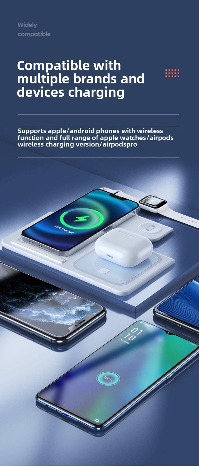 Acer S3 3 in 1 Wireless Charging Station, MagSafe Charger Stand Compatible, Qi2 15W Certified Palm-Sized Foldable Charger for iPhone 17/16, Apple Watch, AirPods (Non-Battery, Adapter Included)