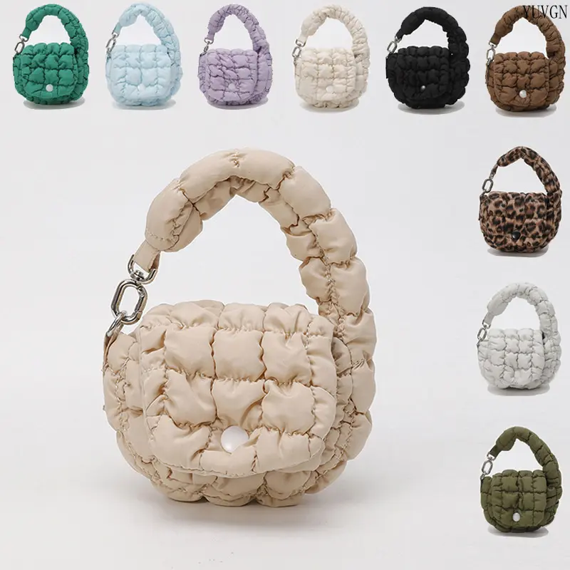 Women's Mini Puffer Gym Bag - Casual Quilted Leopard Print Top Handle Hobo Purse with Button Closure, Padded, Daily Use Bags