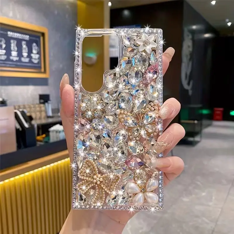 Compatible with S26Ultra S25Ultra/s24 s23 / A56 butterfly with lovely turnkey following phone case -H7211