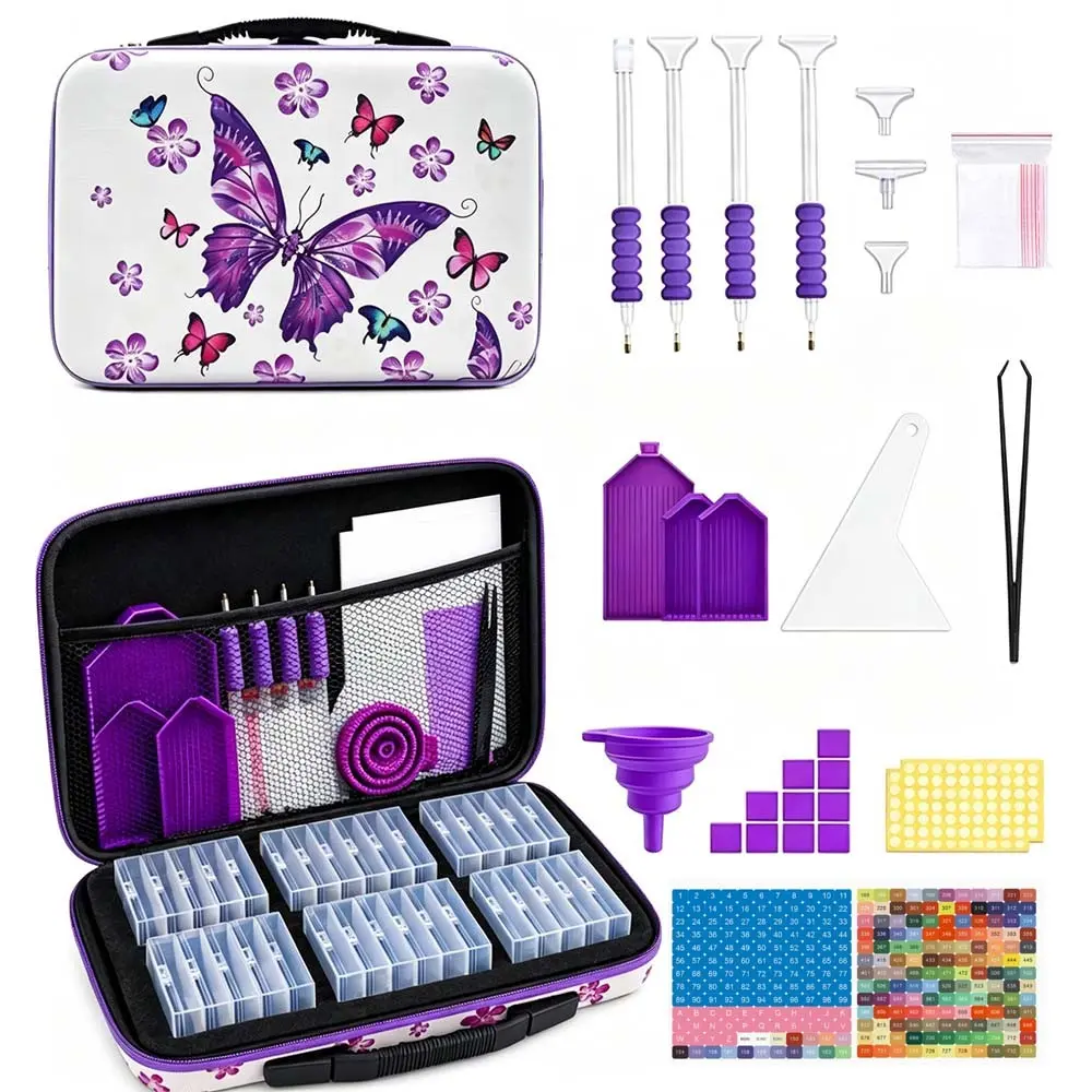 32 Slot Storage Bag, Butterfly Diamond Painting Organizer, Portable Diamond Art Tools Kit, Convenient Carrying Case