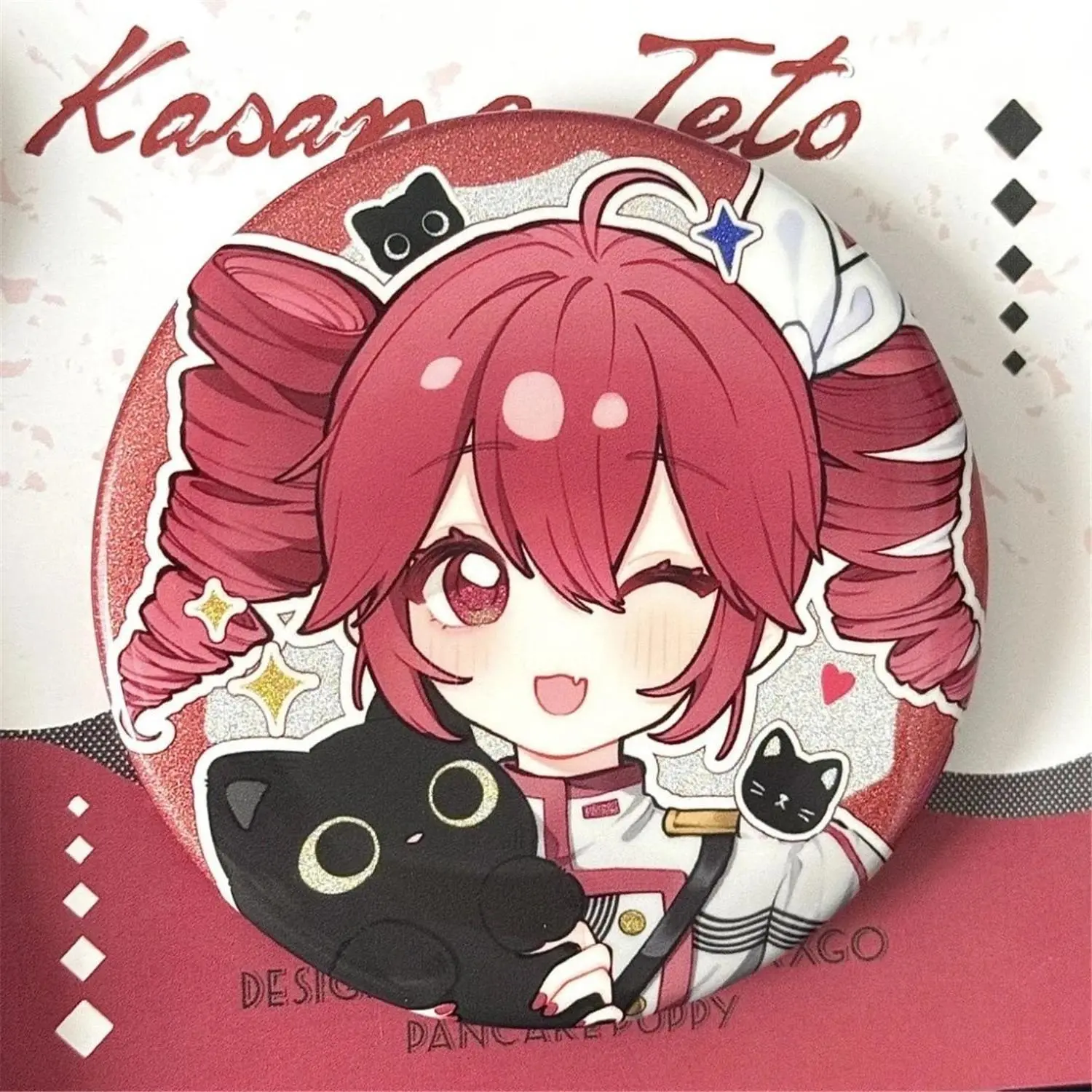 58mm Anime Kasane Teto Cosplay COSTUME Badge Pin SPTE Tinplate Brooch Prop Xmas Gift