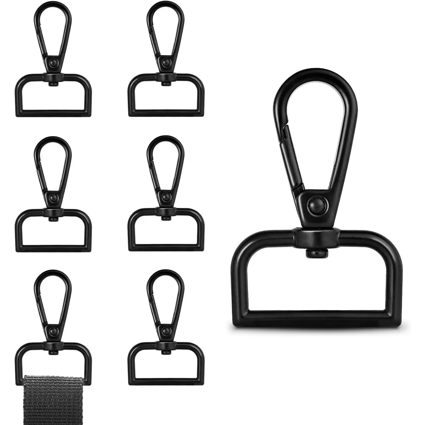1 Inch Metal Swivel Snap Hooks - 6 Pack Lobster Claw Swivel Clasps for Keychains, Purse Hardware, DIY Beading & Jewelry Making Projects (Black), Swivel Clasp