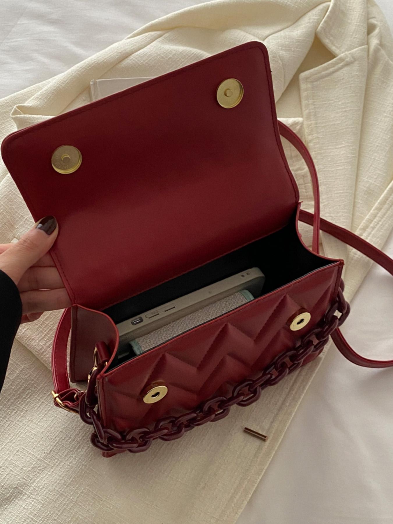 Women's Fashionable Quilted Design Handbag, Casual Versatile Chain Strap Crossbody Bag for Daily Used, Trendy All-match Commuter Bag