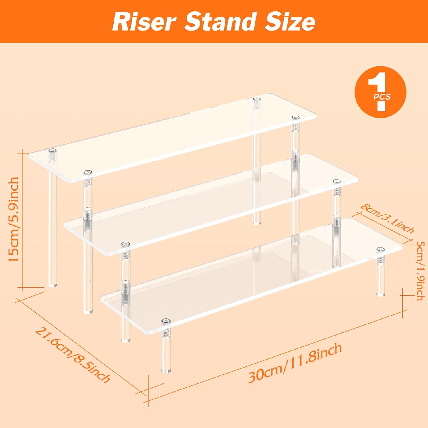 3 Tier Display Risers, Large Perfume Organizer Stand, Clear Cupcake Stand Holder, Display Shelves for Figurines, Dessert Shelf for Party, Risers Display Stand for Decoration (1 Pack) 3 Tier Display Risers, Large Perfume Organizer Stand, Clear Cupcake Stand Holder, Display Shelves for Figurines, Dessert Shelf for Party, Risers Display Stand for Decoration (1 Pack)