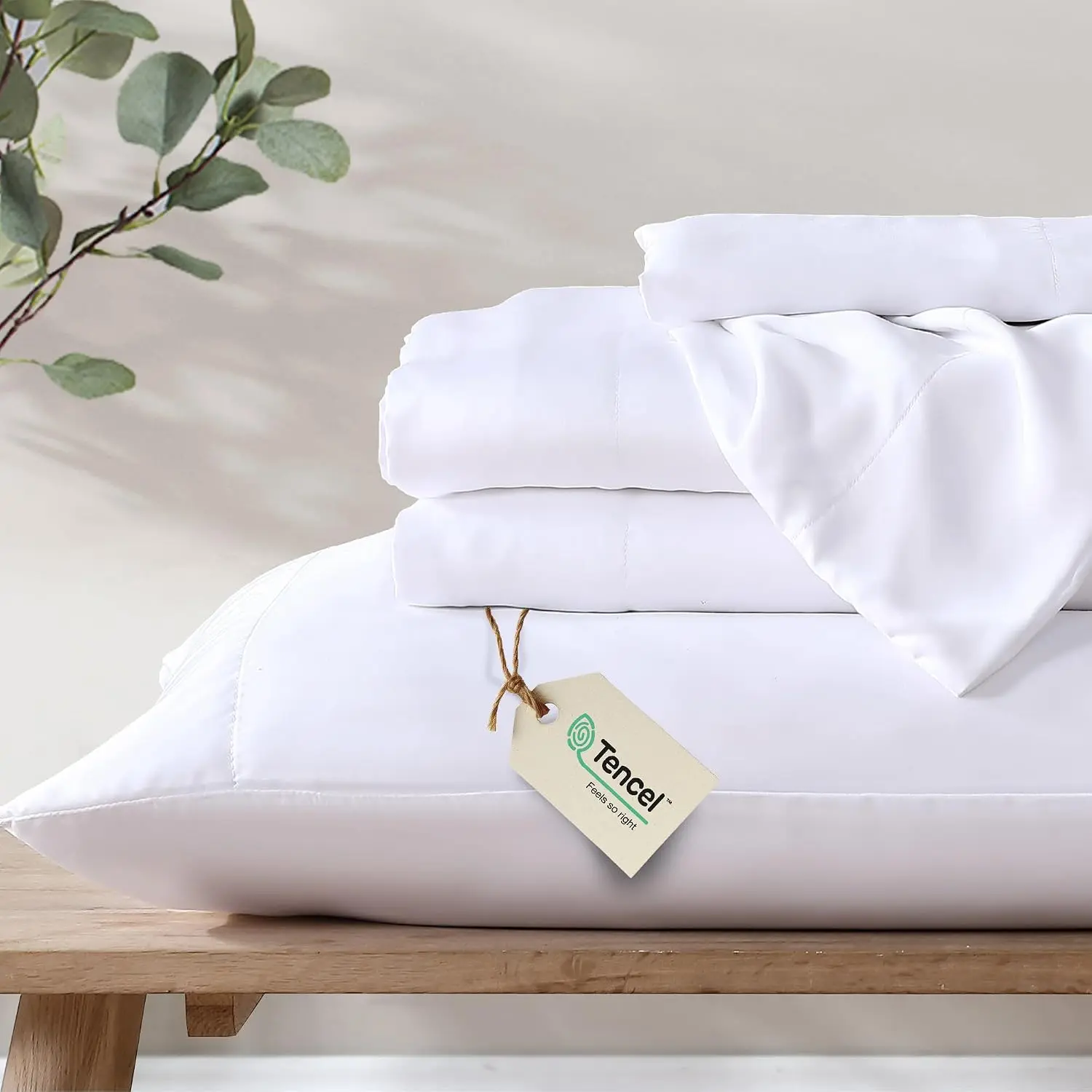 Eucalyptus Tencel Lyocell Sheet Set, Silky Soft & Smooth Cooling Sheets for -, Sustainably Made, -Wicking,  - Cal , White