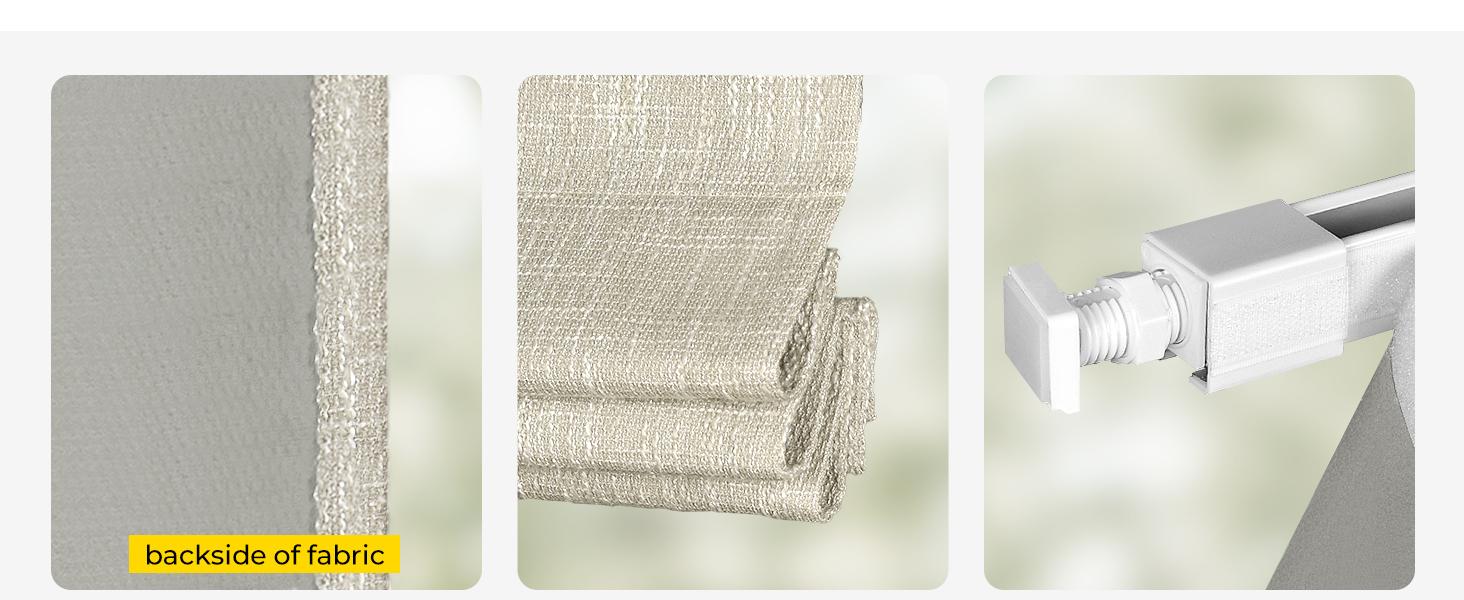 No Tools No Drill Cordless Roman Shades for Indoor Windows 100% Blackout, for Window Size 34" W * 64" H Beige