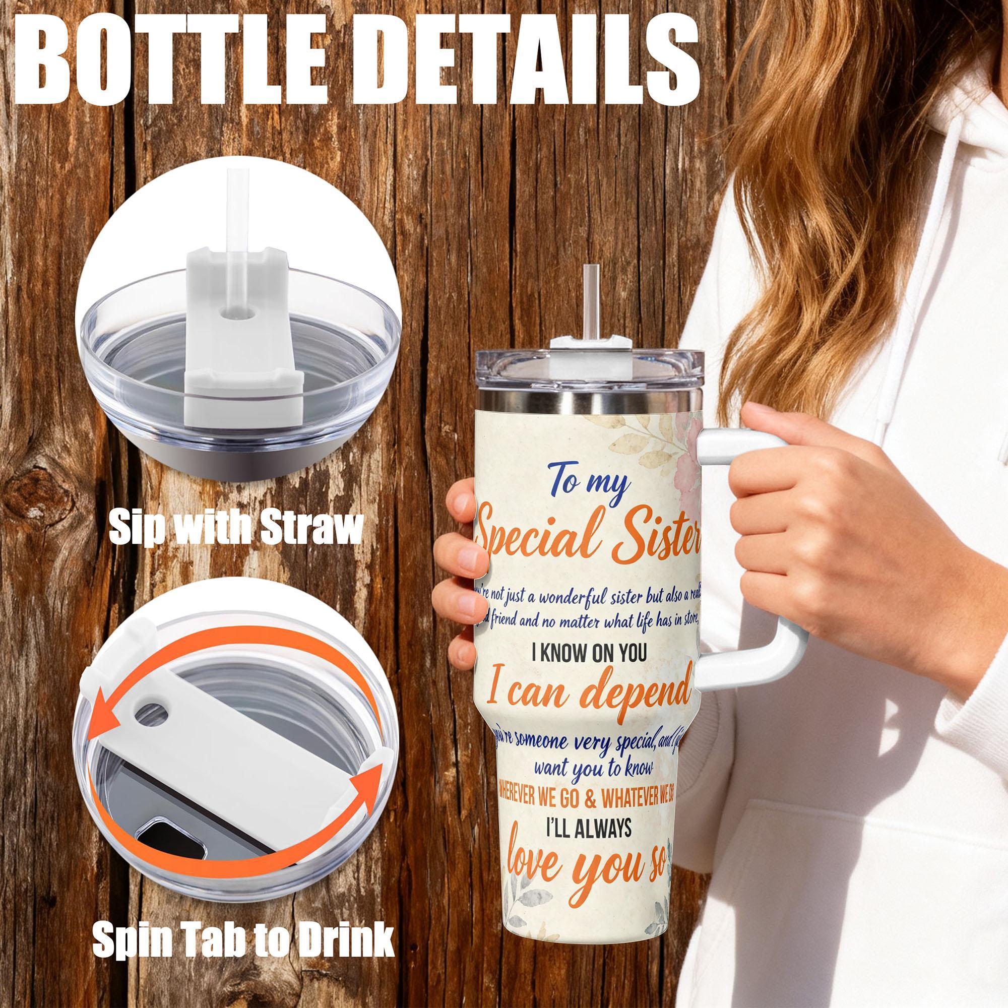 1pc Stainless Steel Cup 40oz/30oz/20oz Water Bottle Insulated Mug Tumbler,Funny Design With Special Sister Always My Friend Double-layer insulation Leakproof Large Capacity, Needed for Gym, Hiking, Travel Ideal Birthday Ch