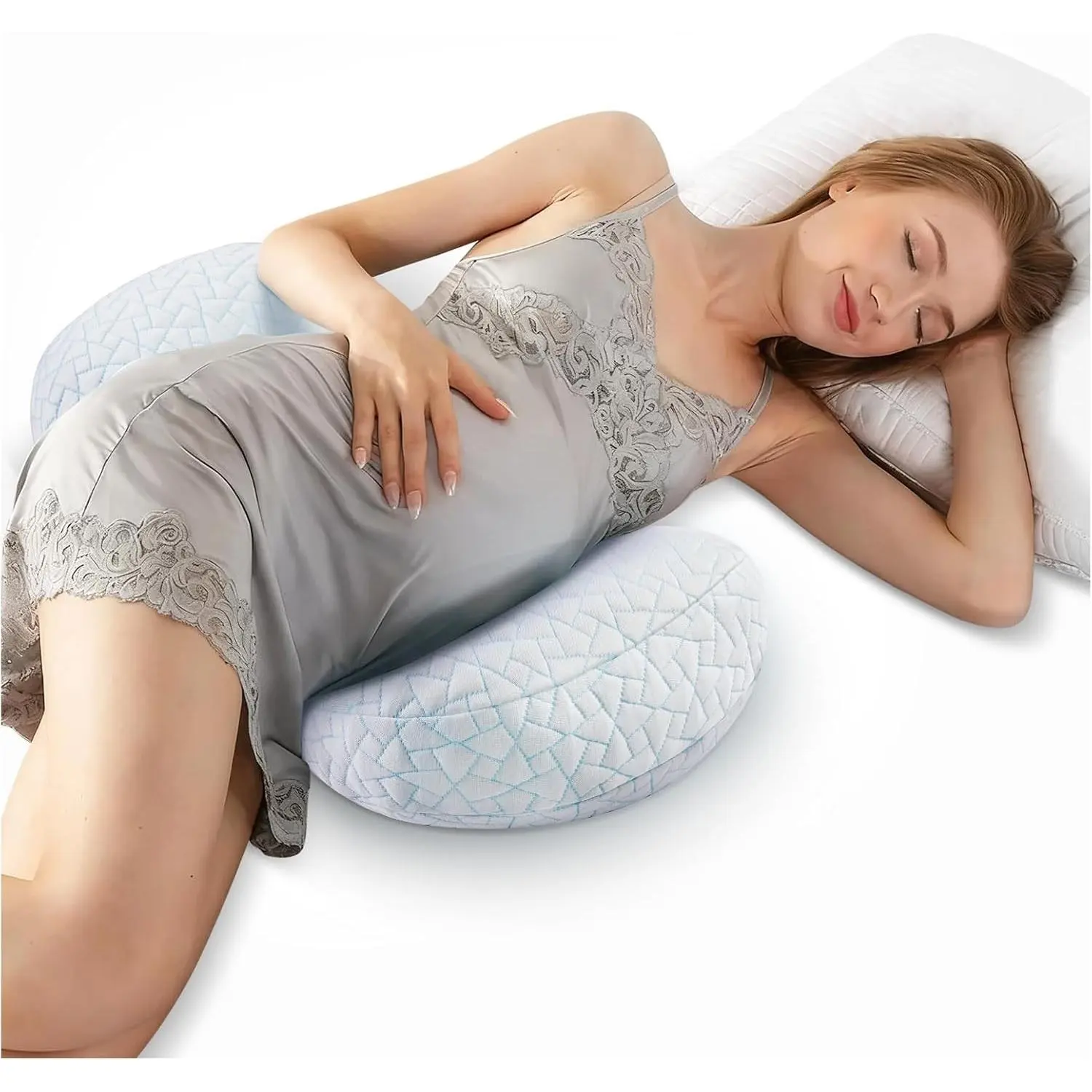Adjustable Pregnancy Wedge Pillow for Sleeping - Maternity Support for Belly, Back & Hip, Compact Travel Pillow with Cooling Washable Cover, Multi-Use for Pregnant Side Sleepers(Gift)