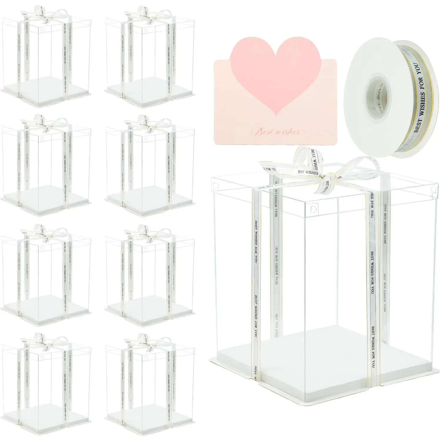 10x10x12Inch Clear Cake Box 8 count Tall Cake Boxes  Boxes Cake Transport Container Tall Cake Carrier for Transport  Box Display Case cajas para pasteles White