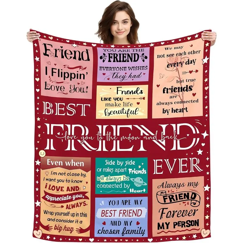 Gifts for Friends Unique Best Friend Ever Throw Blanket Hug Blanket for BFF Close Friends Women Long Distance Presents Graduation Back to School Christmas Birthday Gifts 60x50 Inch (Friend)