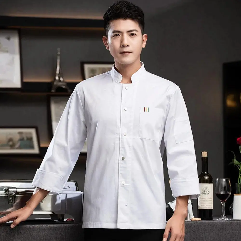 Women's Plain Short-Sleeve Breathable Thin Button Chef Uniform, All-Seasons Workwear for Hotel Restaurant Kitchen, Uniforms, Basic