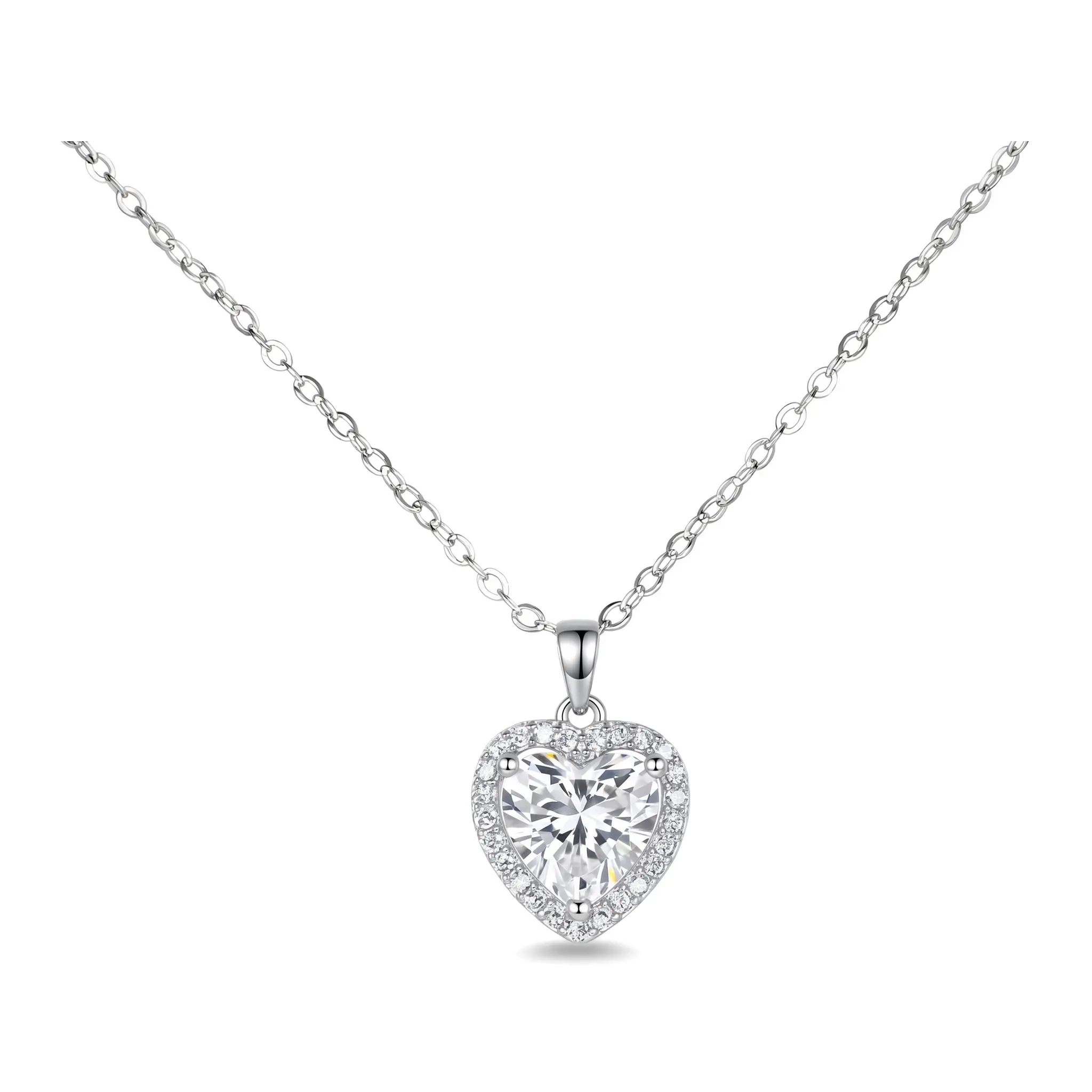 Heart Zircon Crystal Necklace for Women, Minimalist Copper Plated Pendant for Casual Daily Wear, Dainty Adjustable Chain, GF Gift