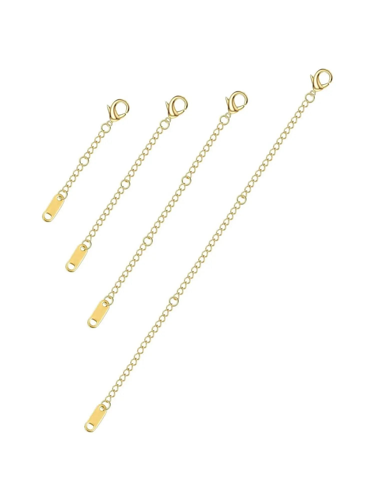 4 Pcs Silvery/golden Simple Adjustable Extended Chains, Chain Accessory Jewelry Extender for Women Men Stainless Steel Extension Links for Necklaces Bracelets Durable Extenders Lobster Clasp for Quick Secure Attachment Flexible Extended Link Structure